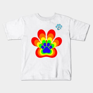 Rainbow Dog Paw / colorful paw / rainbow, Kids T-Shirt